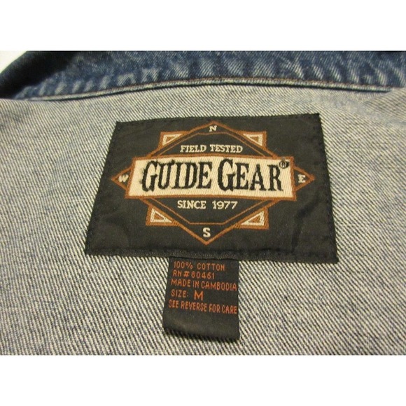 Guide Gear Mens Medium M Denim Vest Embroidered Howling WOLF Cowboy Hunter - Picture 10 of 10